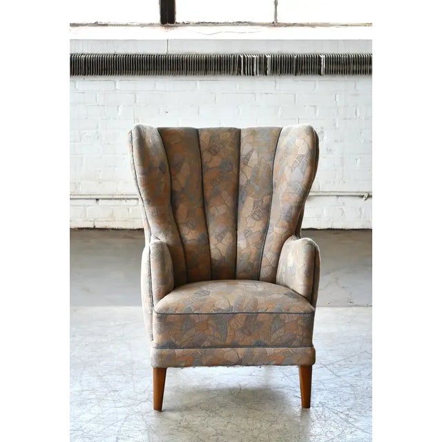 Peter Hvidt and Orla Mølgaard-Nielsen Danish 1950s Channel Back Semi Tall Lounge Chair by Peter Hvidt For Sale - Image 4 of 7