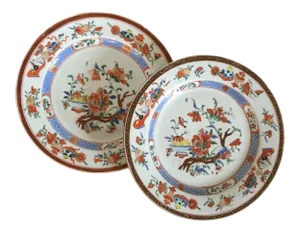 18th Century Chinese Export Porcelain Famille Rose Plates - A Pair