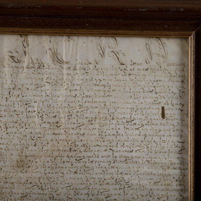 Wood 17th Century Framed Parchment Manuscript For Sale - Image 7 of 9