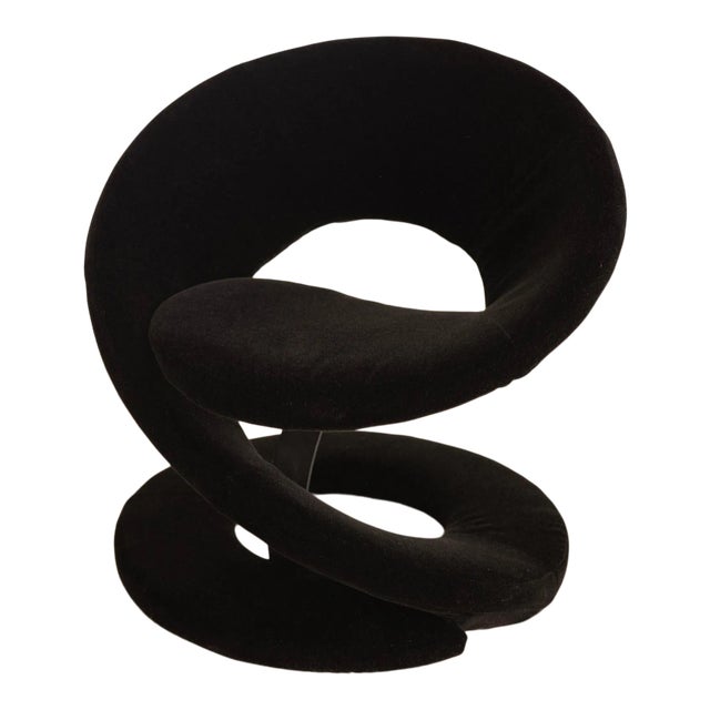 Sculptural Spiral Ribbon Chair in Black Mohair Attributed to Jaymar For Sale