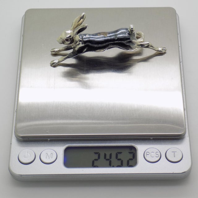 Vintage Italian Handmade Silver Running Hare Figurine, 1980s For Sale - Image 11 of 14