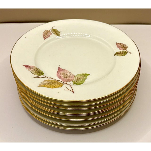 Shabby Chic Bavarian Autumn Leaf Plates, 6 3/8", Set of 8 For Sale - Image 3 of 9