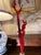 Tall Chinoiserie Style Decorative Faux Red Coral Branch in Painted Green & Gilded Vase For Sale - Image 4 of 11