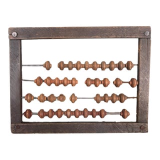 Possibly Antique Primitive Wooden Abacus - Estimated Early 20th Century Educational Counting Tool. For Sale