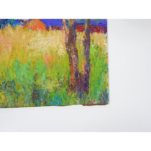 Late 20th Century Late 20th Century Impressionist Landscape With Red Barn Painting For Sale - Image 5 of 7