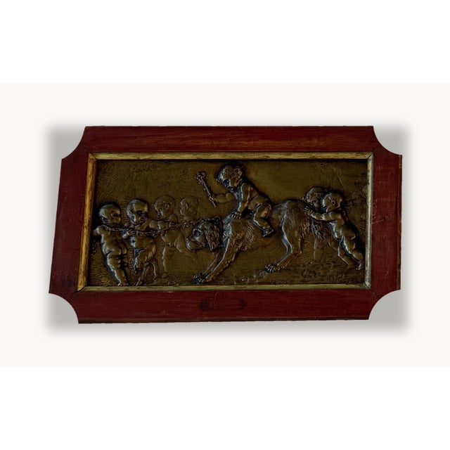 French Provincial Pair of French Repoussé Bronze Relief Plaques, Bacchanal Putti With Goats, After Clodion, Circa 1900 For Sale - Image 3 of 3