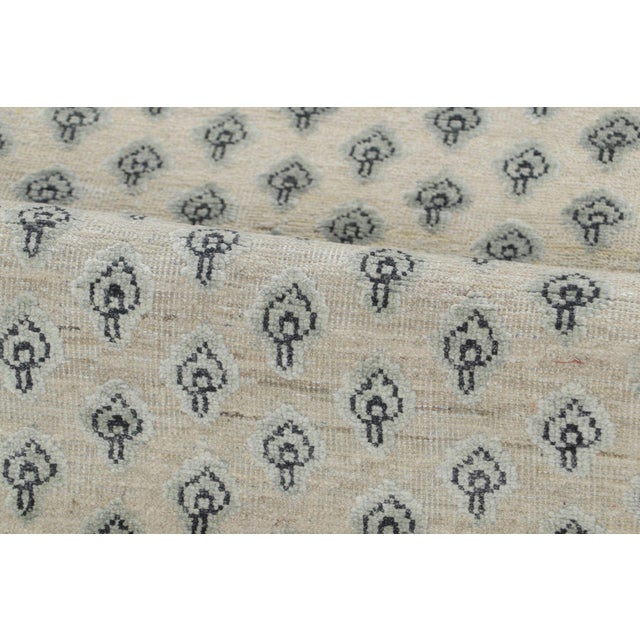 Contemporary Block Print Geometric Natural Silk Runner by Rug & Kilim, India For Sale In New York - Image 6 of 8