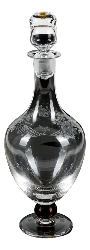 Italian Bottle with Etched Glass Stopper from Cristallerie