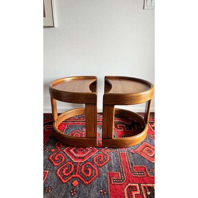 1970s Mid-Century End Tables Halfmoon by Howard Furniture -a Pair For Sale - Image 9 of 9