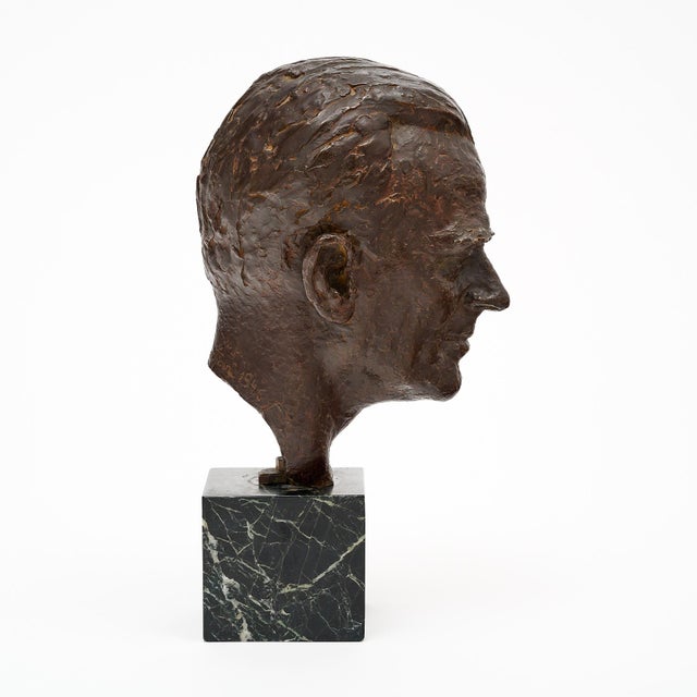1940s Art Deco Period French Bronze Bust For Sale - Image 5 of 10