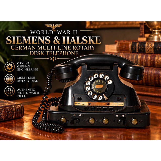1940s World War 2 Siemens and Halske Multi-Line Rotary Desk Telephone For Sale - Image 4 of 10