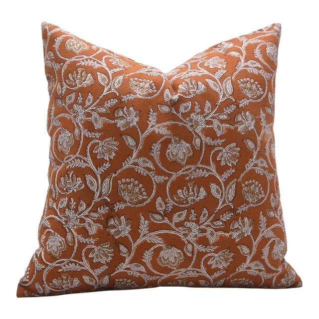 Fabdivine Block Print Cushion Cover 24x24 Inch Duck Canvas-Saraswati For Sale