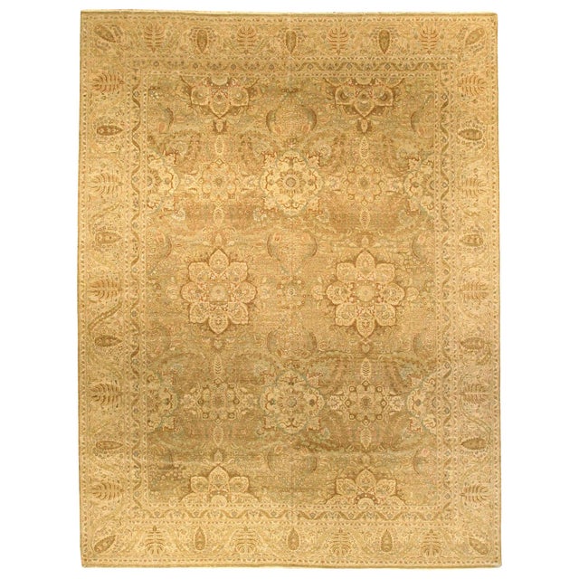 Contemporary Tabriz Floral Design Beige Handmade Rug by Doris Leslie Blau For Sale