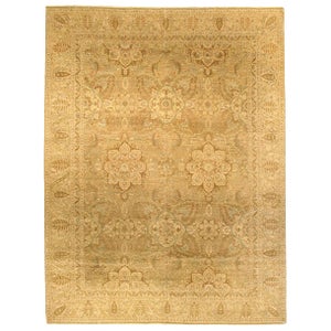 Contemporary Tabriz Floral Design Beige Handmade Rug by Doris Leslie Blau