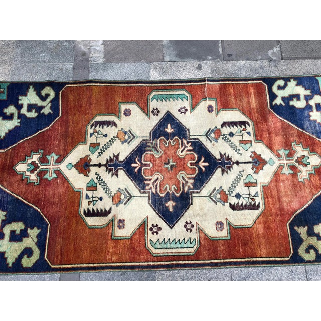 Textile 1960s Vintage Turkish Oushak Floral Rug - 3′10″ × 8′3″ For Sale - Image 7 of 11