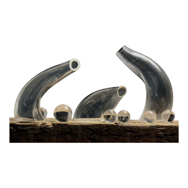 Vintage Postmodernist Biomorphic Hand Blown Glass Sculpture Set For Sale