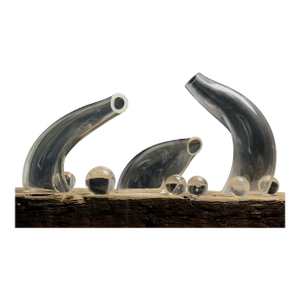 Vintage Postmodernist Biomorphic Hand Blown Glass Sculpture Set