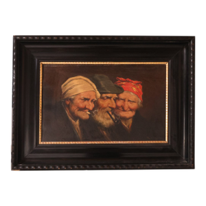 19th Century French Interior Scene With Figures on Canvas
