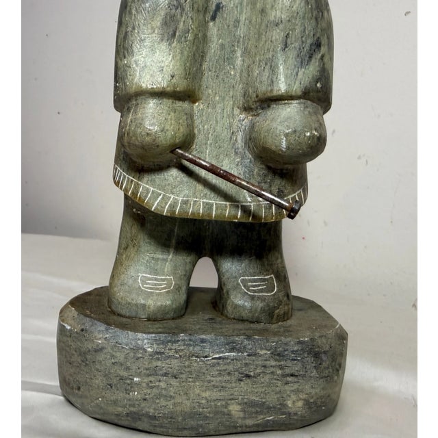 Vintage Hand Carved Soapstone Canadian Figure Dimu Eskimo Sculpture Inuit Statue For Sale - Image 11 of 12