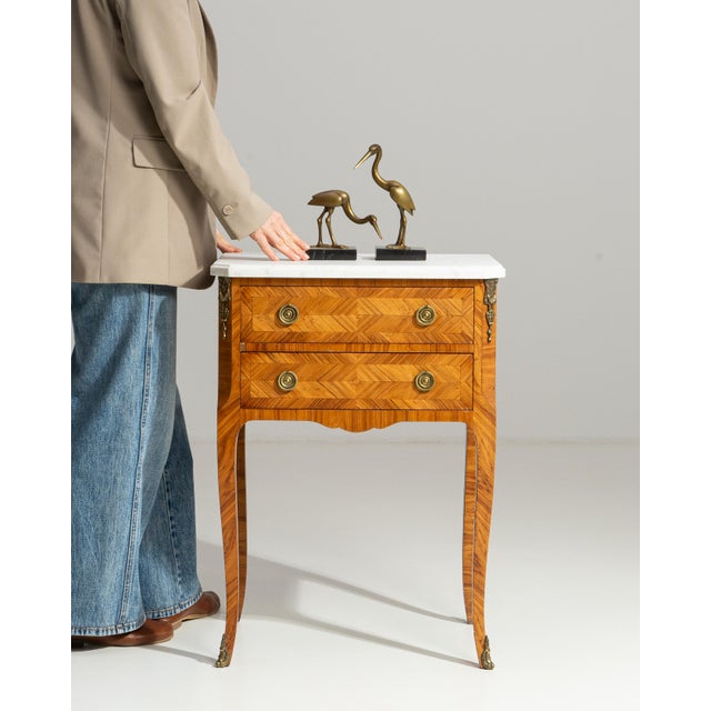Wood French Chest Of Drawers With Marble Top For Sale - Image 7 of 12