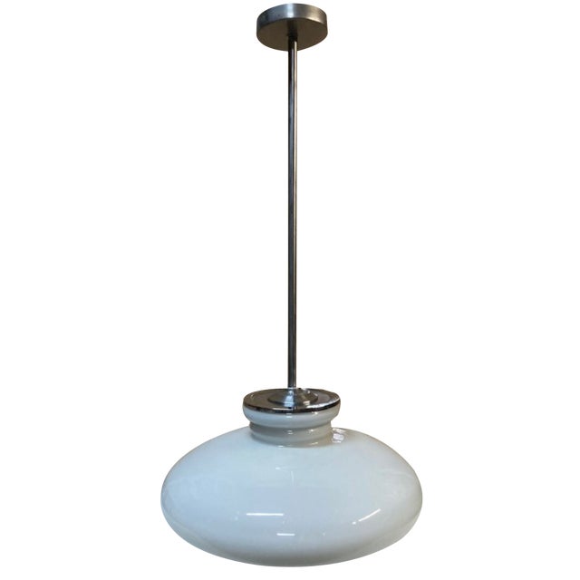 Opaline Glass Pendant Lamp for Kitchen Counter Upcycled from Vintage Glass Shade, 1960 For Sale