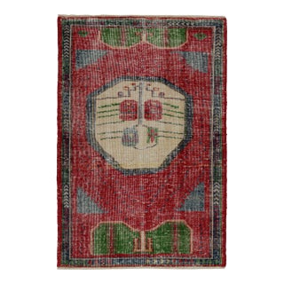 1950s Vintage Oushak Tribal Rug With Geometric Patterns For Sale