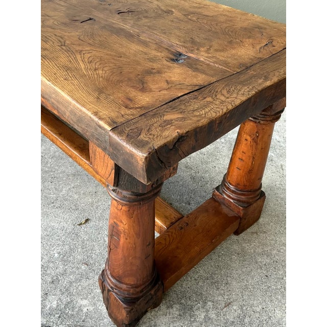 Vintage Belgian Solid Wood Trestle Table For Sale - Image 12 of 12