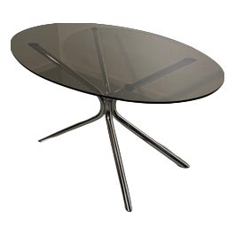 Vintage Chrome and Glass Dining Table For Sale