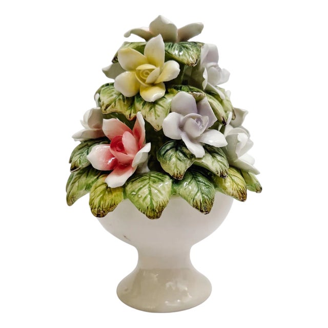 Mid 20th Century Small Scale Bone China Hand-Painted Floral Topiary For Sale