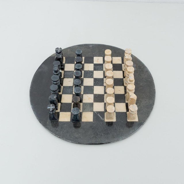 Antique rustic stone chess. By unknown manufacturer from France, circa 1940. In original condition, with minor wear...