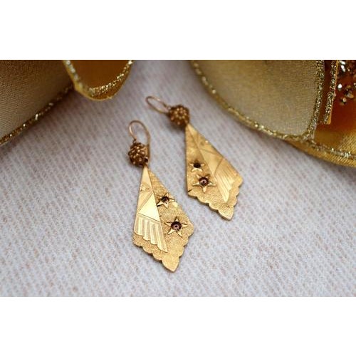 Olive Leafe Shaped Gold Earrings, Set of 2 For Sale - Image 4 of 7