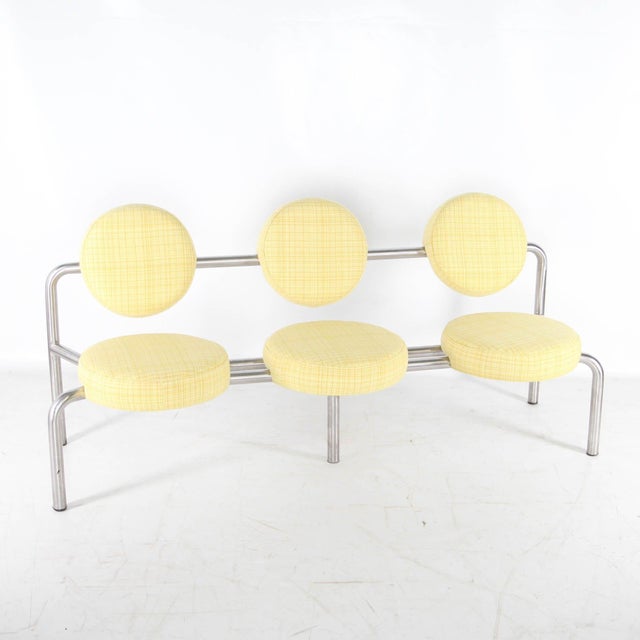 Steel and Fabric Bench, 1980s For Sale - Image 16 of 16