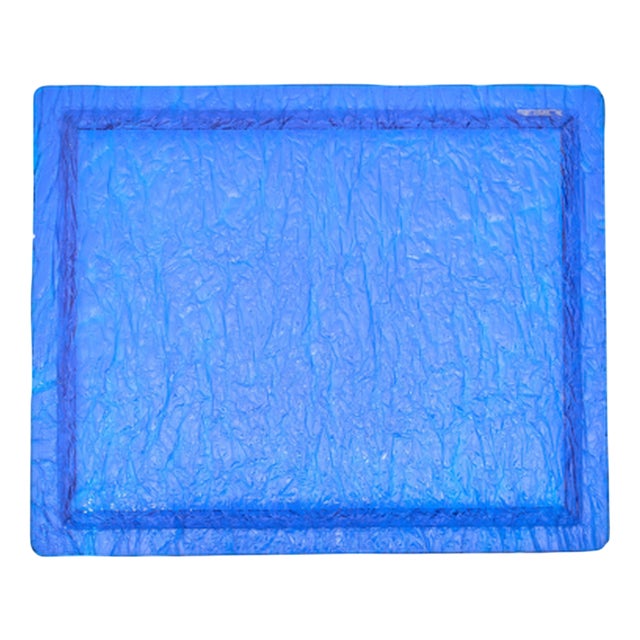 Frosted Blue Acrylic Glass Tray from Christian Dior, 1980 For Sale