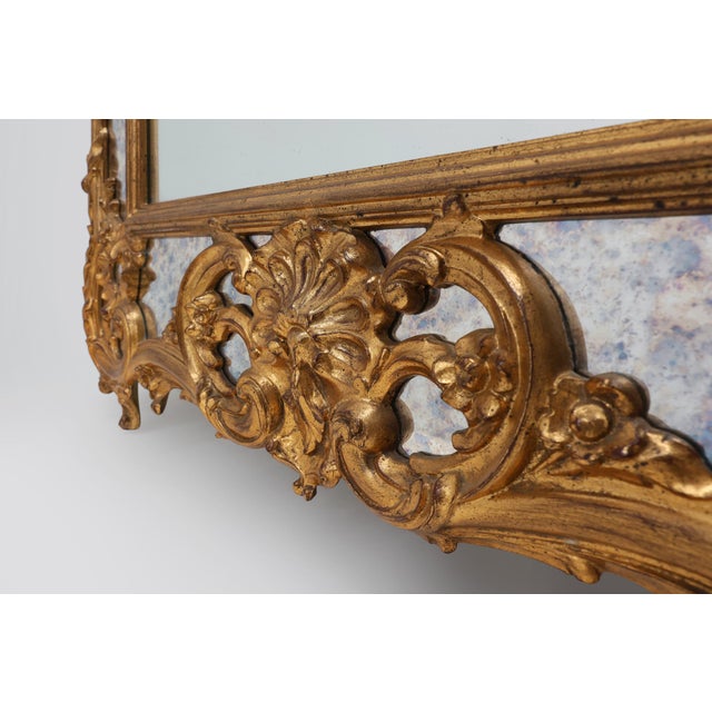 Gold Rococo Style Gilt Mirror with Marbled Glass Border from Deknudt, Belgium, 1974 For Sale - Image 8 of 16