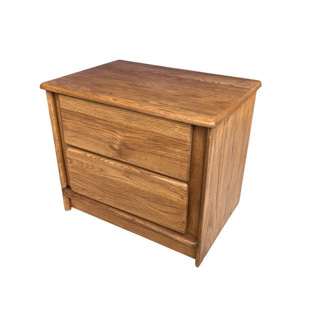 1980s Scandinavian Modern Solid Oak Two-Drawer Nightstands – Pair For Sale - Image 15 of 15