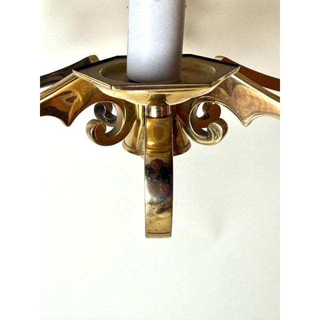Hollywood Regency Brass 6-Arm Chandelier by Leclaire & Schäfer, 1970s For Sale - Image 12 of 16