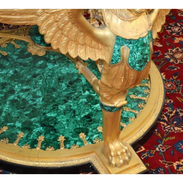 Mid 20th Century Russian Empire Style Gilt Bronze & Malachite Griffin Center Table For Sale - Image 17 of 18