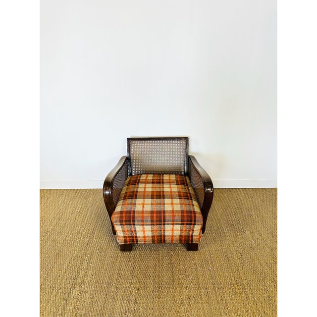 Beige Vintage Lounge Chair in Bentwood and Checkered Fabric, 1960s For Sale - Image 8 of 15
