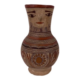 Mexican Folk Art Guerrero Nahua Figural Vase For Sale