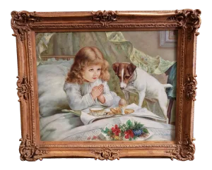 After Charles Burton Barber "Suspense" Oil Painting by J. Morgan (Tae Jung) (South Korea) (20th Century)