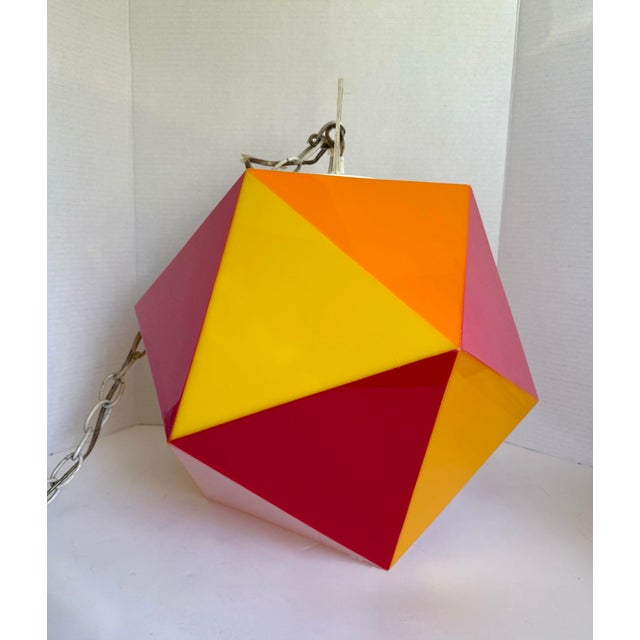 Orange 1963 Fredrick Ramond Geometric Space Age Acrylic Pendant Light For Sale - Image 8 of 10