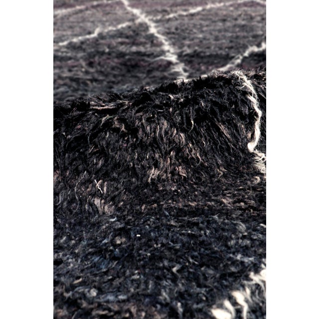 Pasargad Home Moroccan Charcoal Wool Area Rug- 8'10" X 11' 1" For Sale - Image 4 of 5