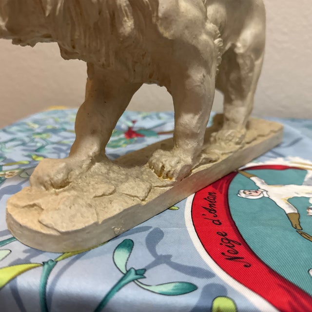 Sculpture Materials Mid-Century Grand Tour Style White Composite Striding Lion Sculpture, After Antoine-Louis Barye For Sale - Image 7 of 10