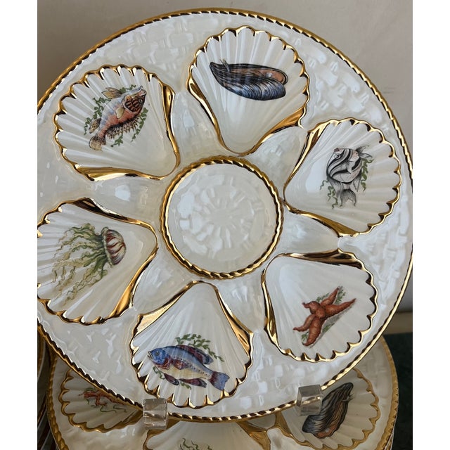 Vintage Oyster Plate With Sea Creatures Lined in Gold For Sale In San Francisco - Image 6 of 10