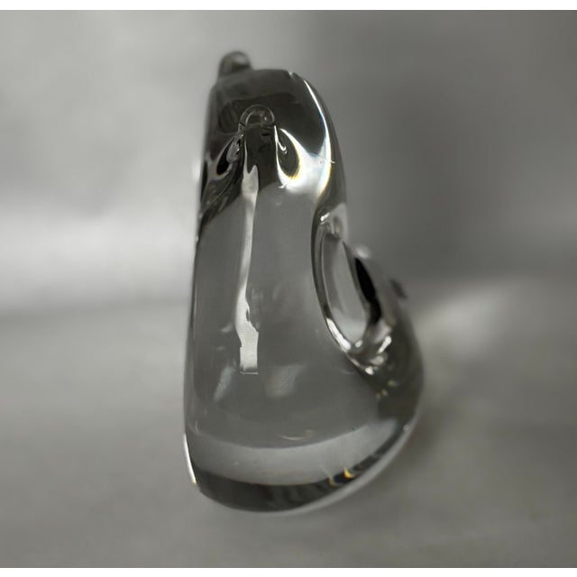 Murano 1990s Italian Clear Art Glass Owl Sculpture Paperweight With Black Glass Eyes For Sale - Image 4 of 7