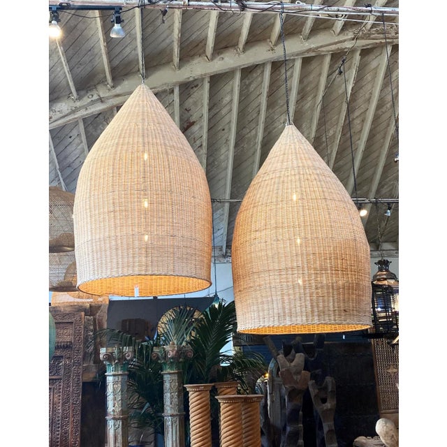 Giant Raw Rattan Pod Pendant Light For Sale - Image 9 of 11