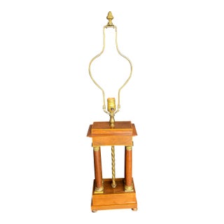 19th C French Empire Rosewood Gilt Bronze Ormolu Portico Clock Case Lamp For Sale