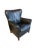 Pair of Dutch Mid-Century Navy Blue Leather Wingback Chairs For Sale - Image 10 of 17