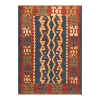 Vintage Kilim Blue/Rust Rectangular, 5'11" X 8' 2" For Sale