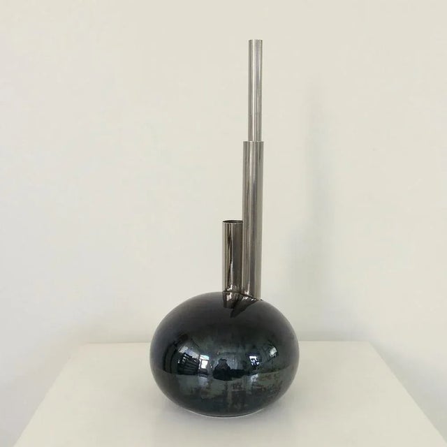 Postmodern Decorative Ceramic Vase, Italy, 1980s For Sale - Image 4 of 10